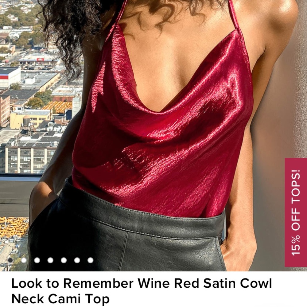Lulus look to remember satin cowl neck cami top